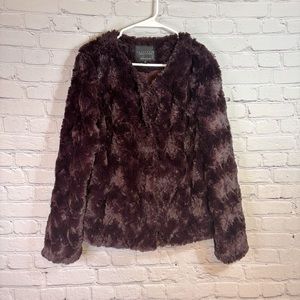 Sanctuary Burgundy Faux Fur Jacket Size Large